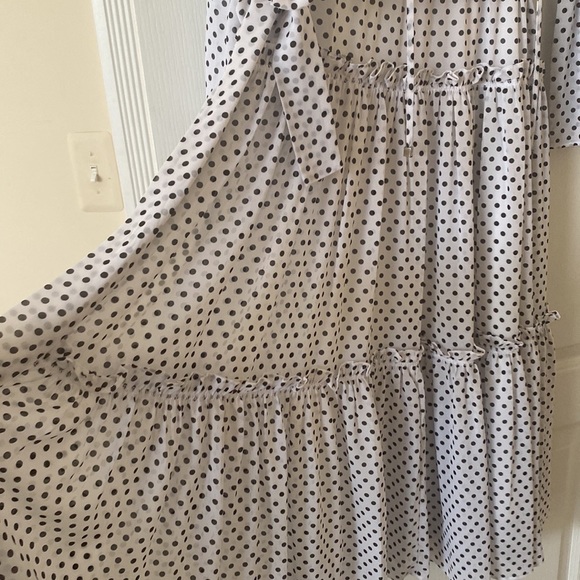 Michael Kors white chiffon dress with black polka dots. Size L - Picture 3 of 4